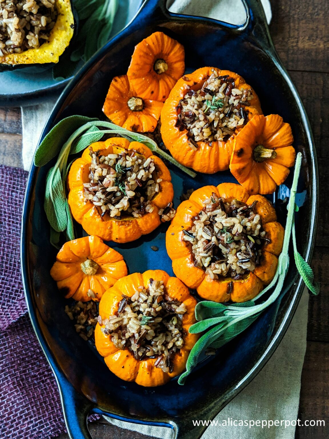 Pumpkin stuffed wild rice - Alicas pepperpot