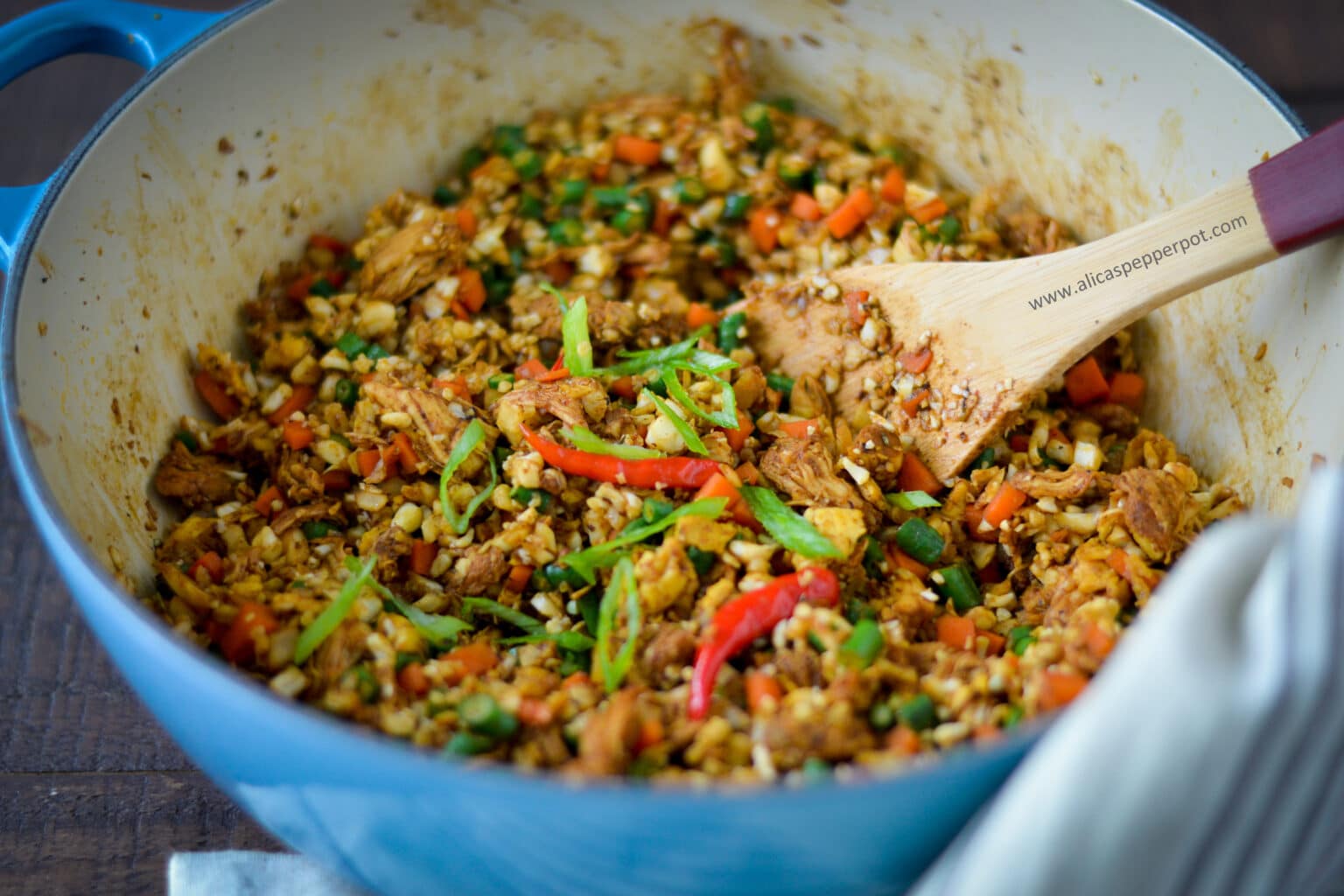 Cauliflower fried rice recipe. Easy recipe. Can be customized with different proteins. 