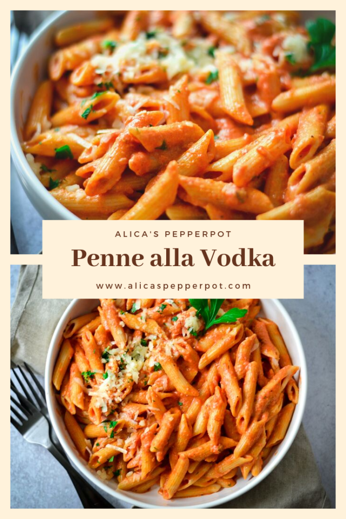 Penne alla vodka (Pasta with vodka cream sauce) - Alica's Pepperpot